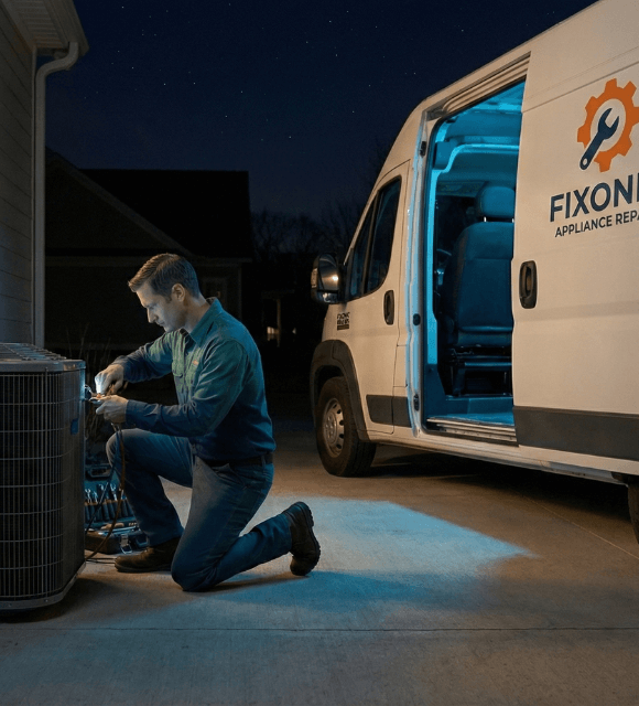 Emergency appliance repair in Abilene at night