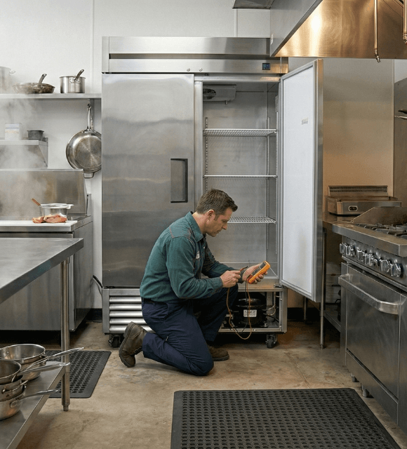 Technician repairing commercial appliance in Abilene TX