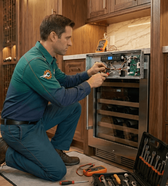 Wine cooler technician in Abilene TX repairing unit